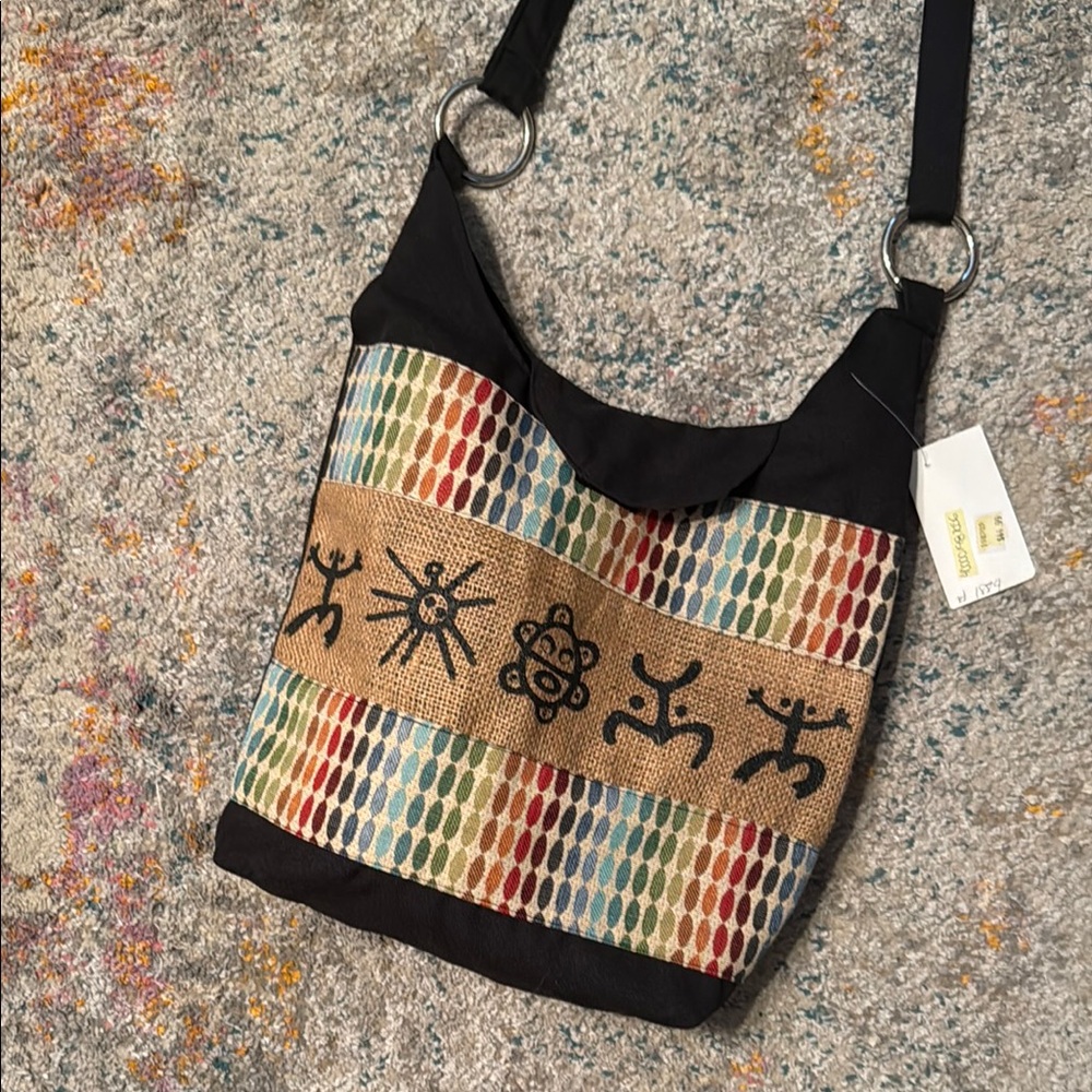 NWT Handmade in Puerto Rico Multicolor Patterned Women's Shoulder Bag